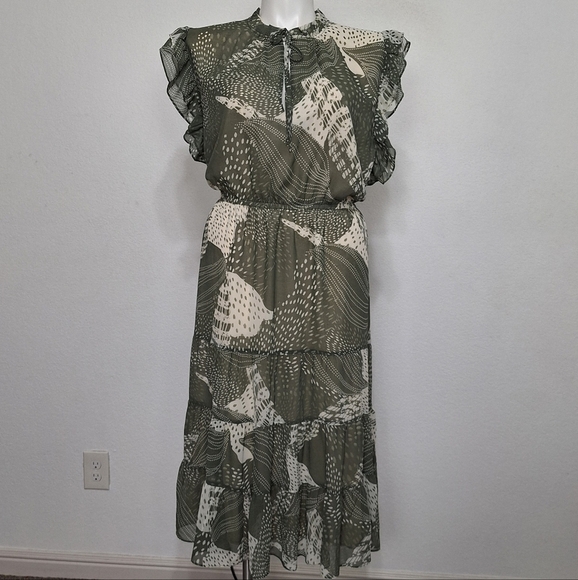 Philosophy Coquette Green White Cottagecore Abstract Sheer Prairie Midi Dress 3X - Picture 2 of 12